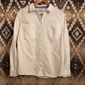 Women’s St John’s Bay White Button Up Long Sleeve Shirt, Size XL, 100% Cotton